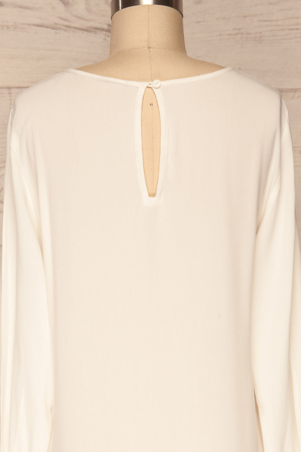 Brienza White Long Sleeved Blouse | BACK CLOSE UP | La Petite Garçonne