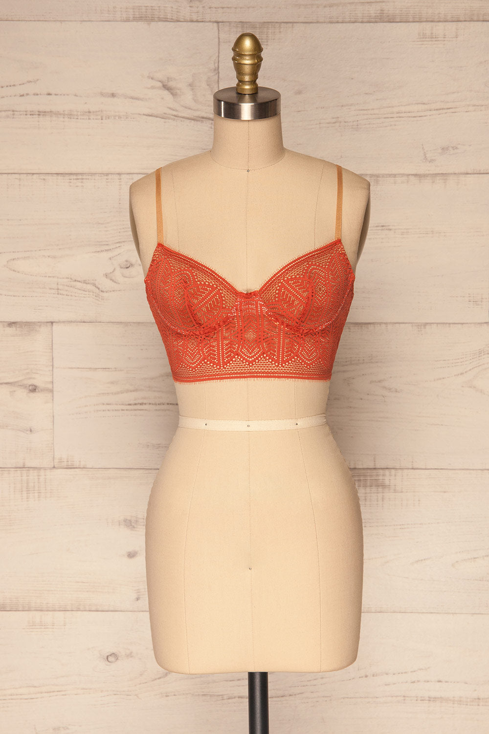 Brisy Orange & Beige Lace & Mesh Bra | La Petite Garçonne Chpt. 2 front view