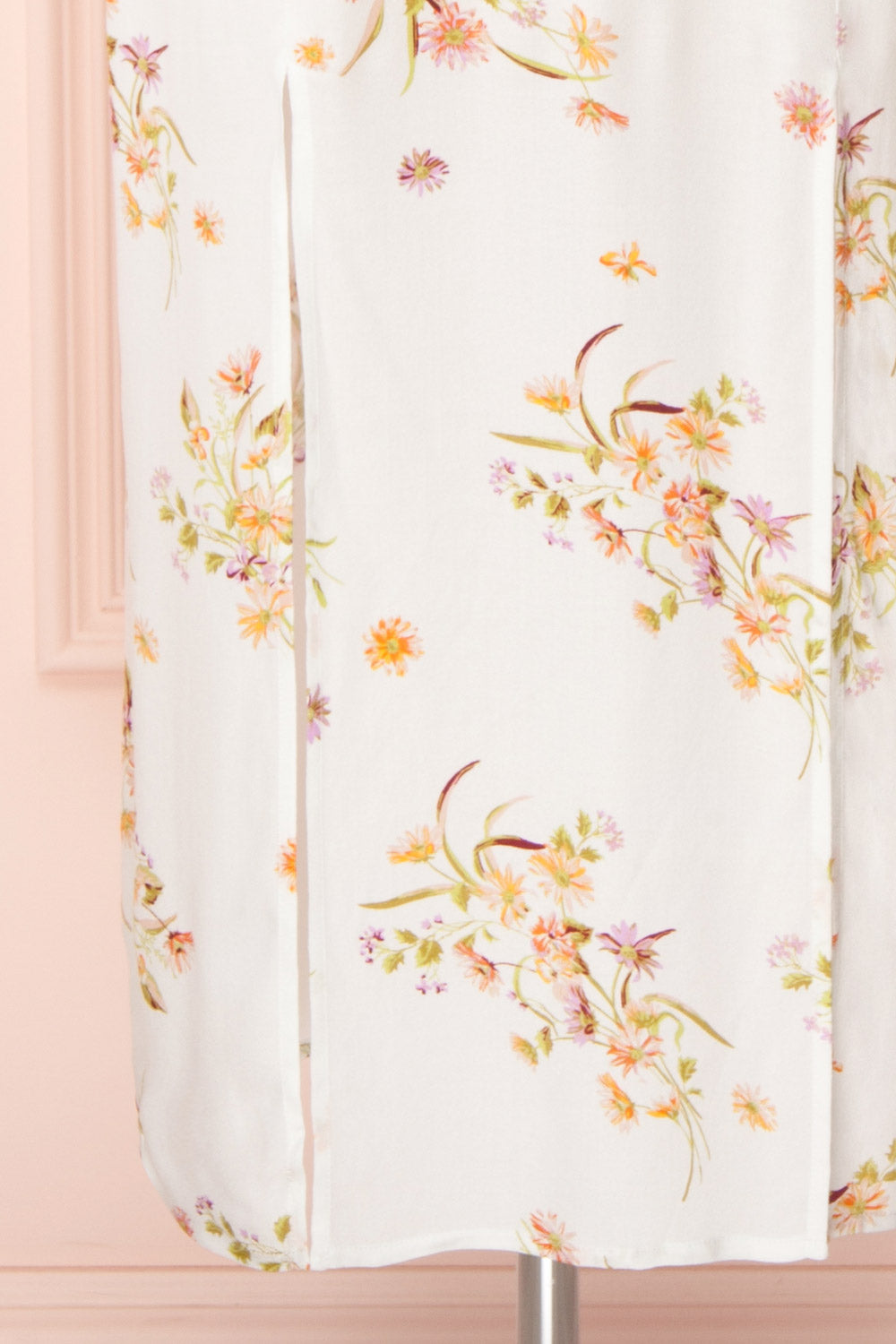 Briwate White Floral Short Sleeve Midi Dress | Boutique 1861 bottom