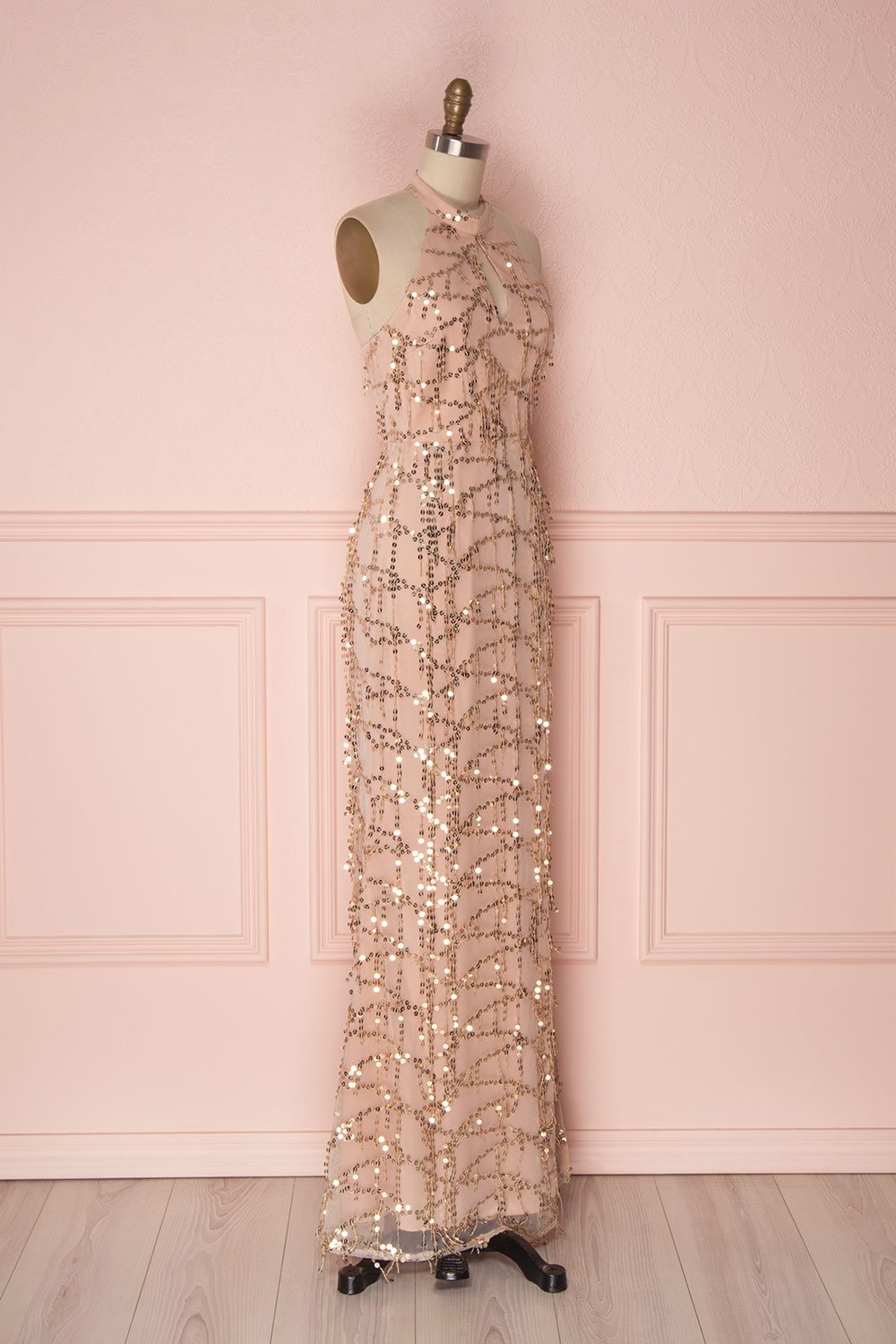 Bryony | Peach Sequins Dress