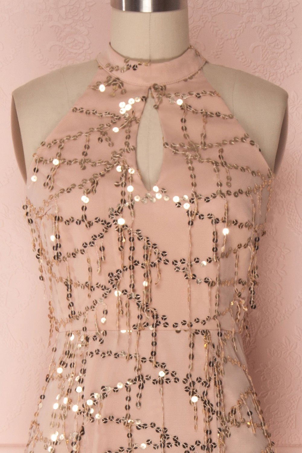 Bryony | Peach Sequins Dress