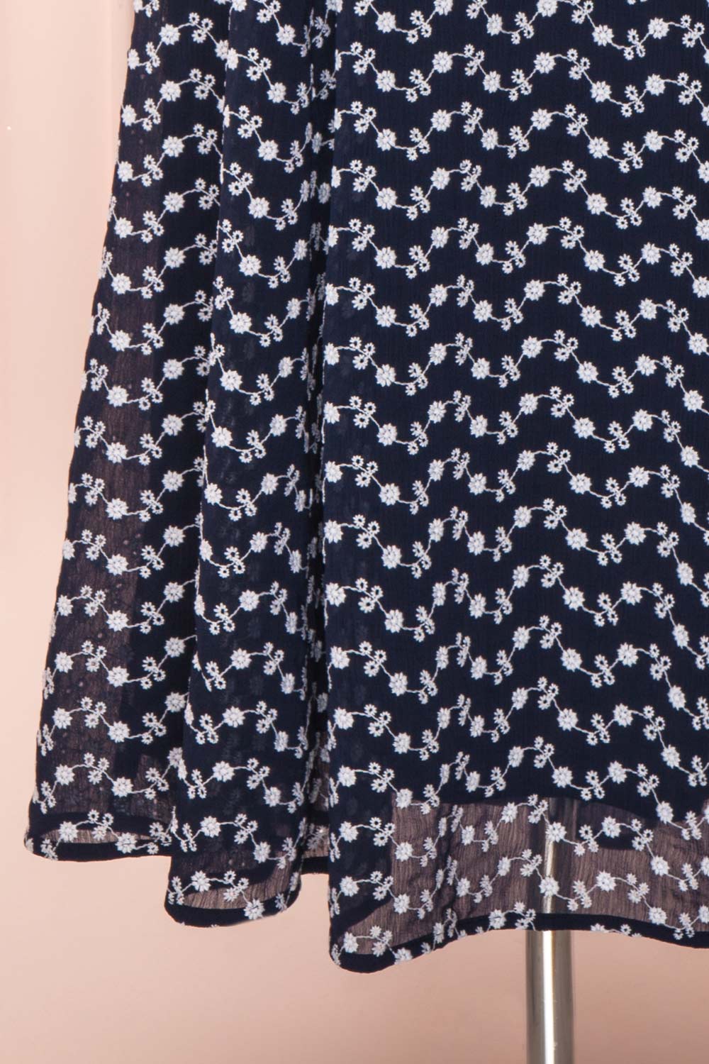 Buffy Navy Blue Embroidered Ruffled A-Line Dress | Boutique 1861