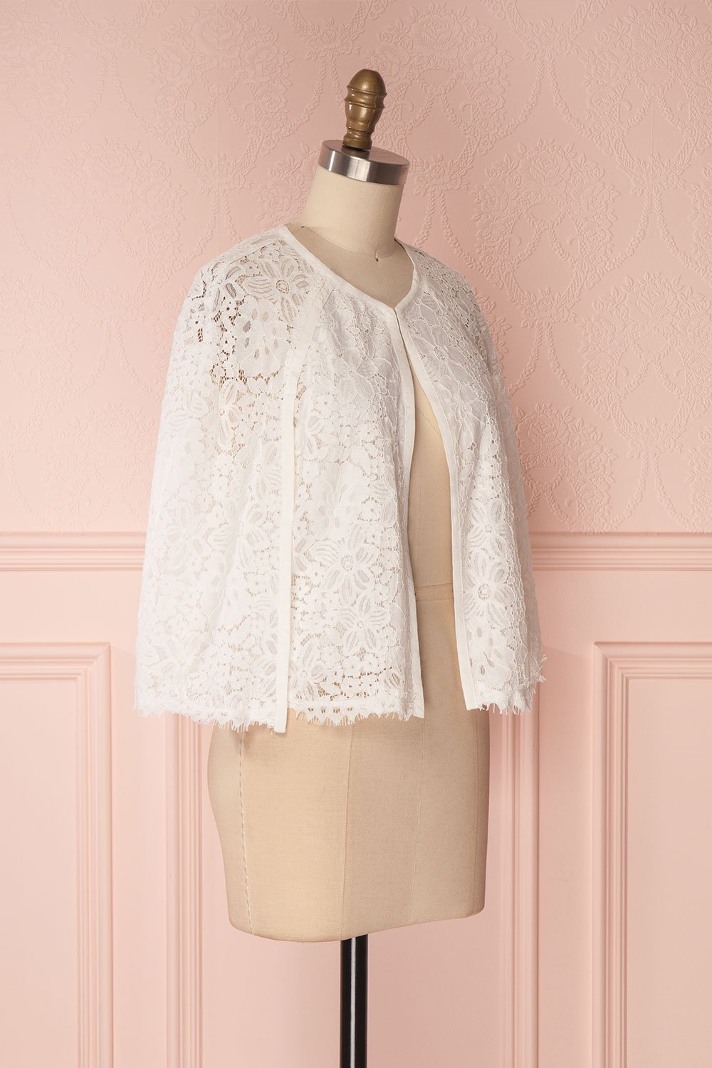 Byrdie White Lace Bolero Jacket with Cape Sleeves | Boudoir 1861 3