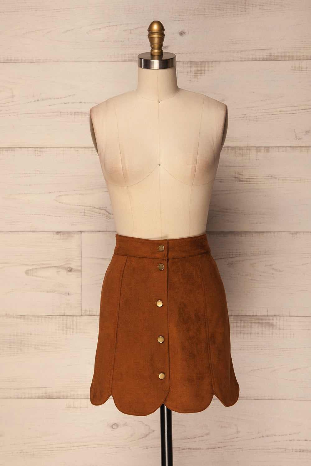 Cadiz Crow Faux Suede Golden Brown Mini Skirt | La Petite Garçonne