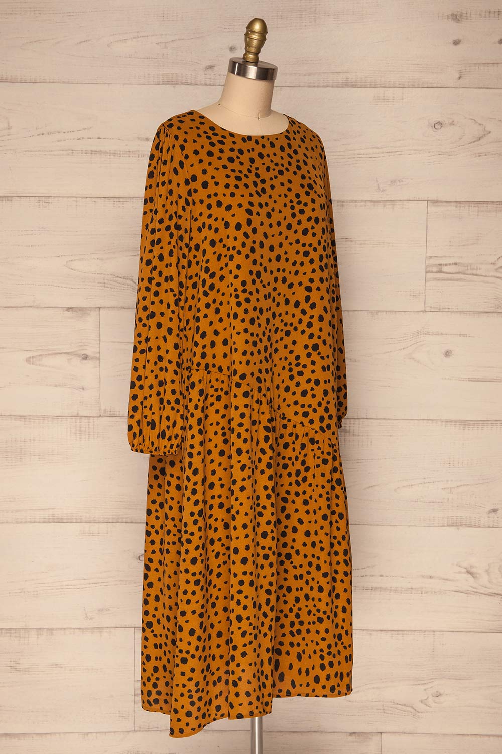 Cajoncito Ochre & Black Polkadot Tunic Dress | SIDE VIEW | La Petite Garçonne