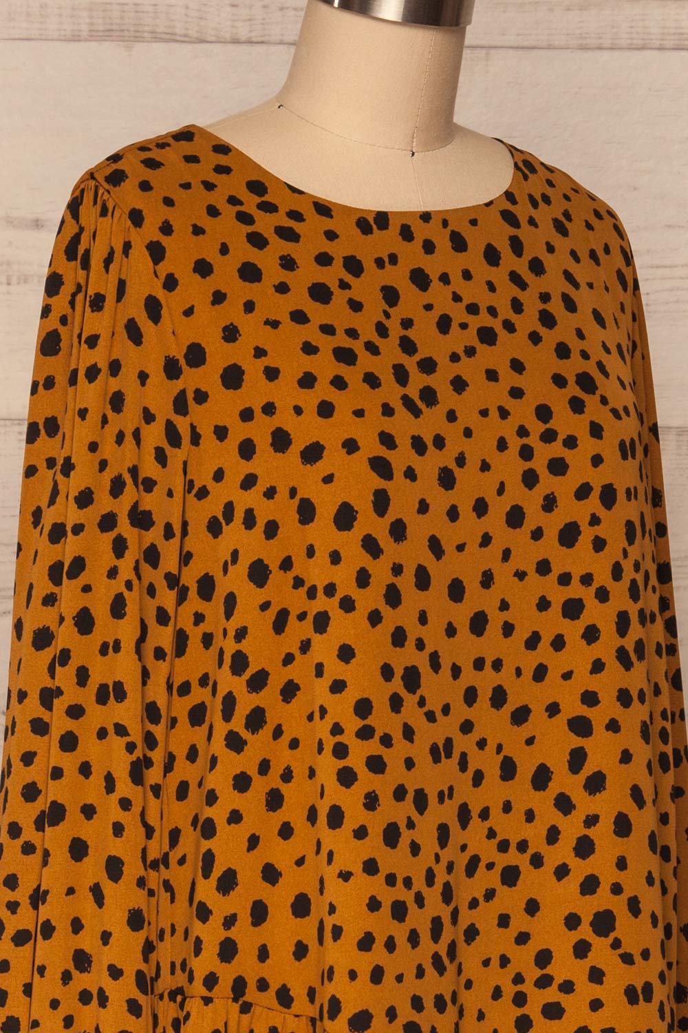 Cajoncito Ochre & Black Polkadot Tunic Dress | SIDE CLOSE UP | La Petite Garçonne