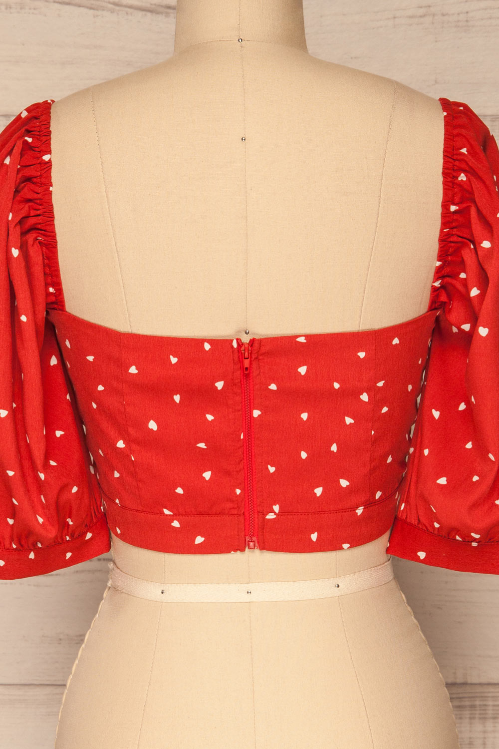 Calceta Red & White Heart Patterned Crop Top | La Petite Garçonne 7
