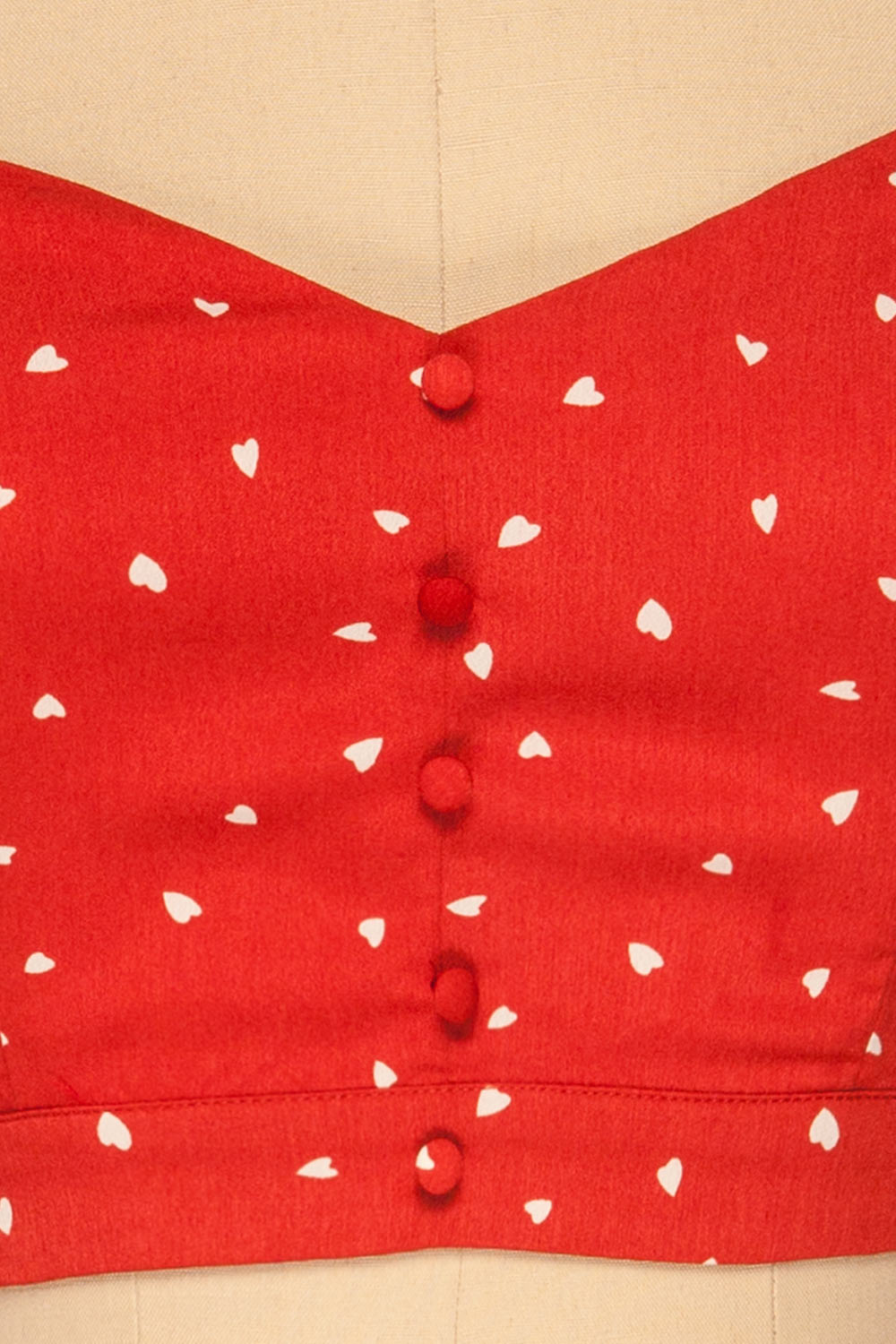 Calceta Red & White Heart Patterned Crop Top | La Petite Garçonne 8