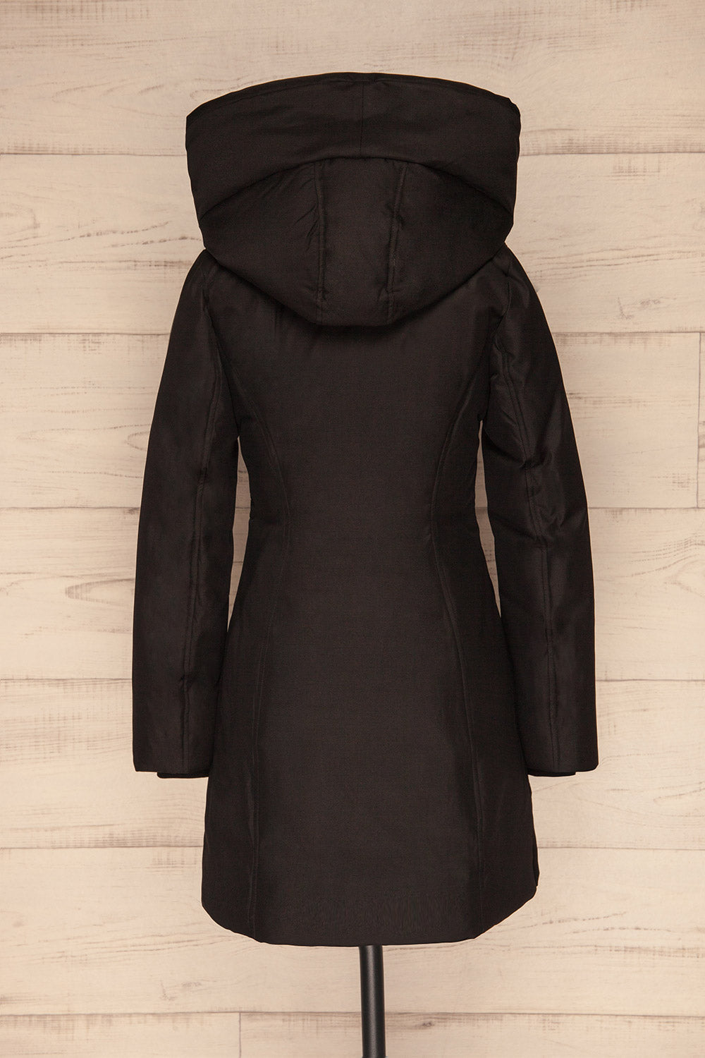 Camelia Black Quilted Soia&Kyo Parka with Hood back close up | La Petite Garçonne