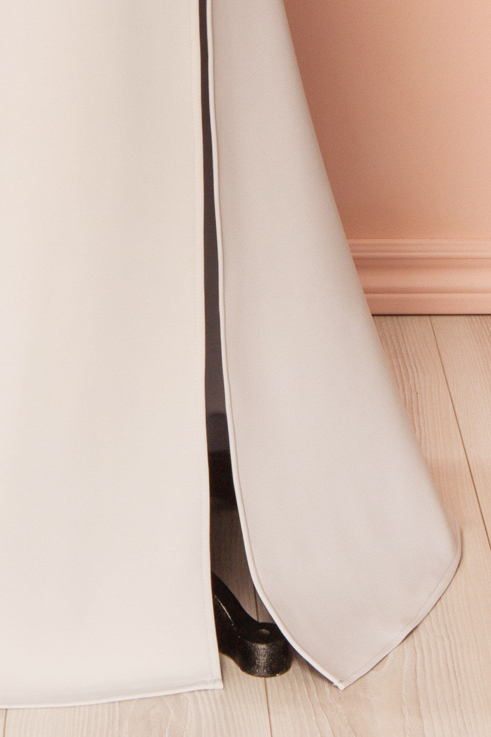 Camila Moon Light Gray Mermaid Gown | Boudoir 1861 slit close-up