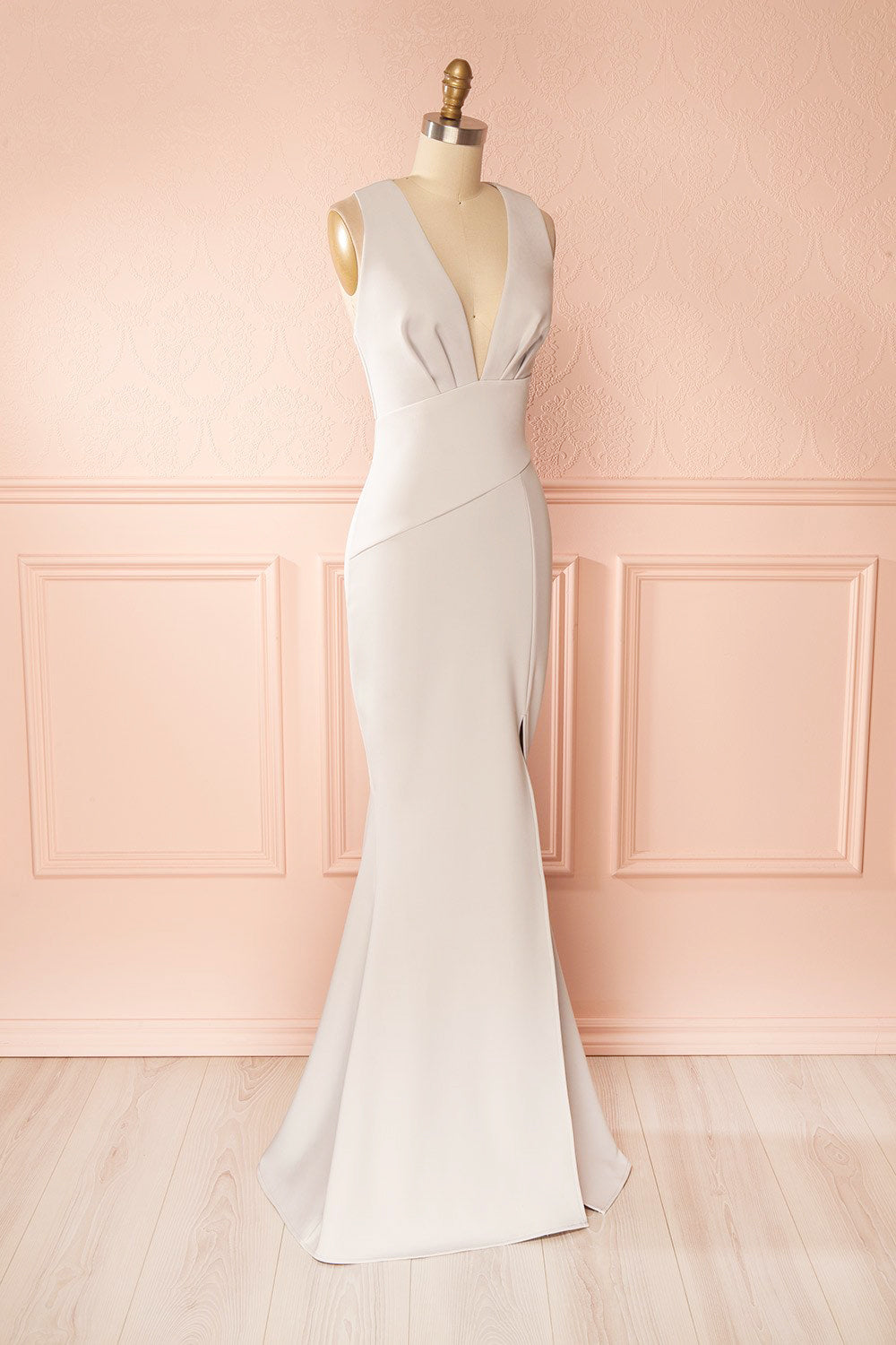 Camila Moon Light Gray Mermaid Gown | Boudoir 1861 side view