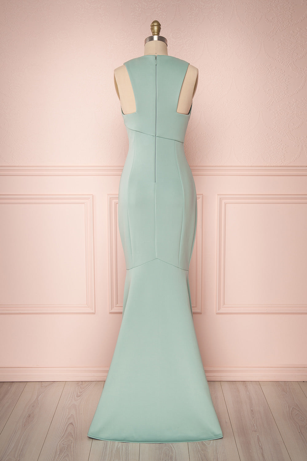 Camila Sage Plunging Neckline Mermaid Gown | Boudoir 1861 back view