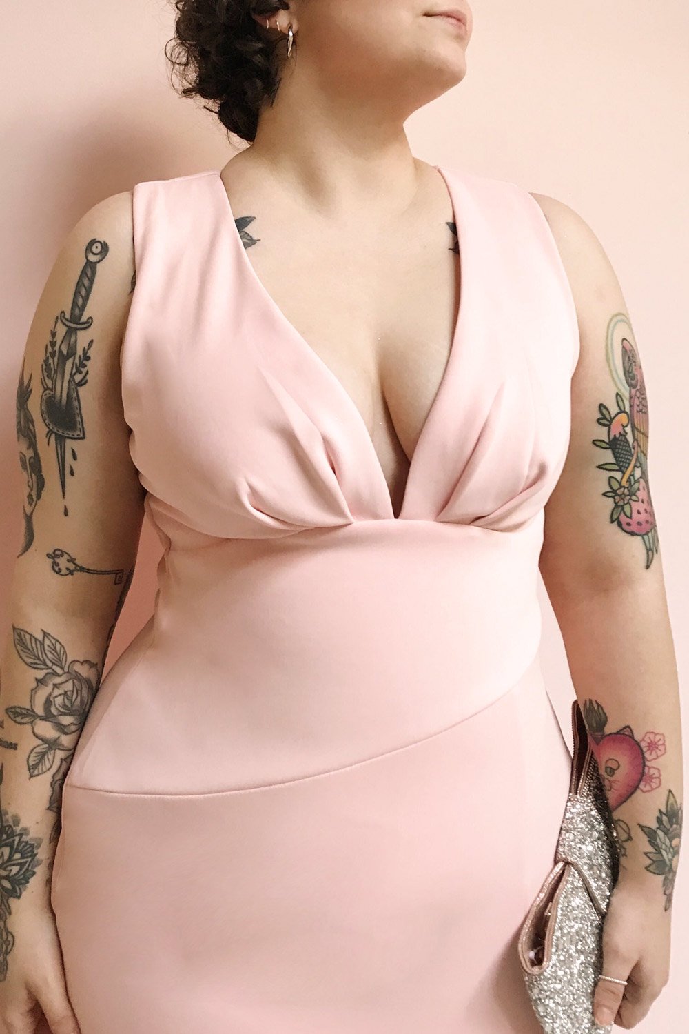 Camila Sunrise Light Pink Mermaid Gown | Boudoir 1861 model close up