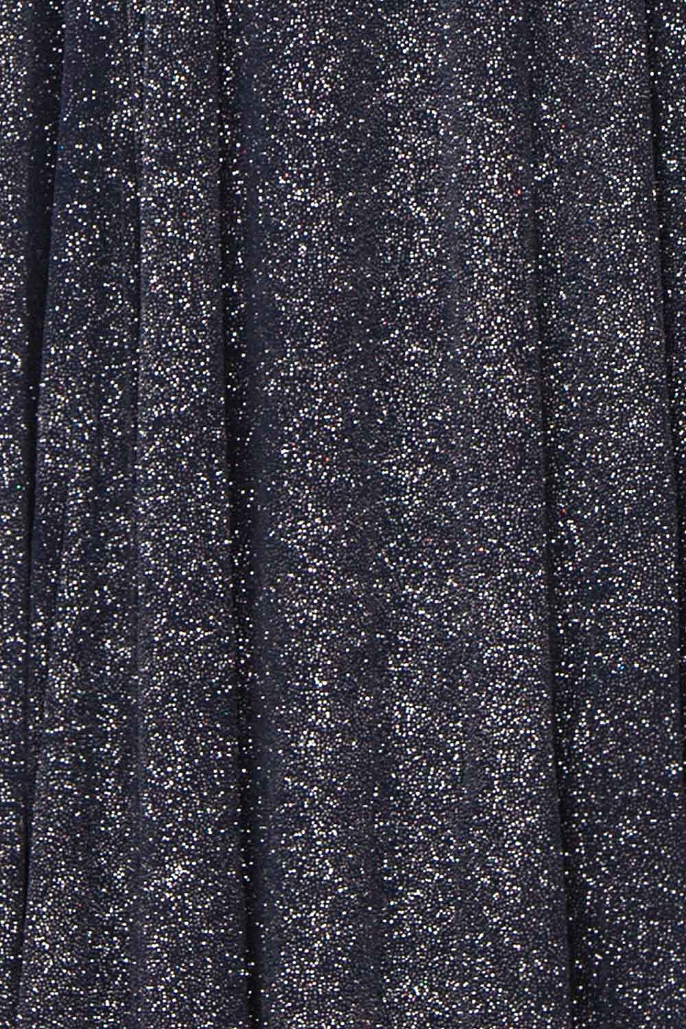 Campozano Navy Shimmery A-Line V-Neck Dress | Boutique 1861 fabric detail