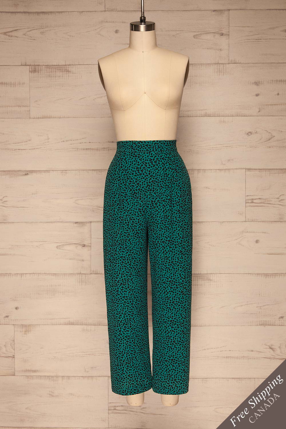 Canaveral Emerald Pants w/ Leopard Print | La petite garçonne front view