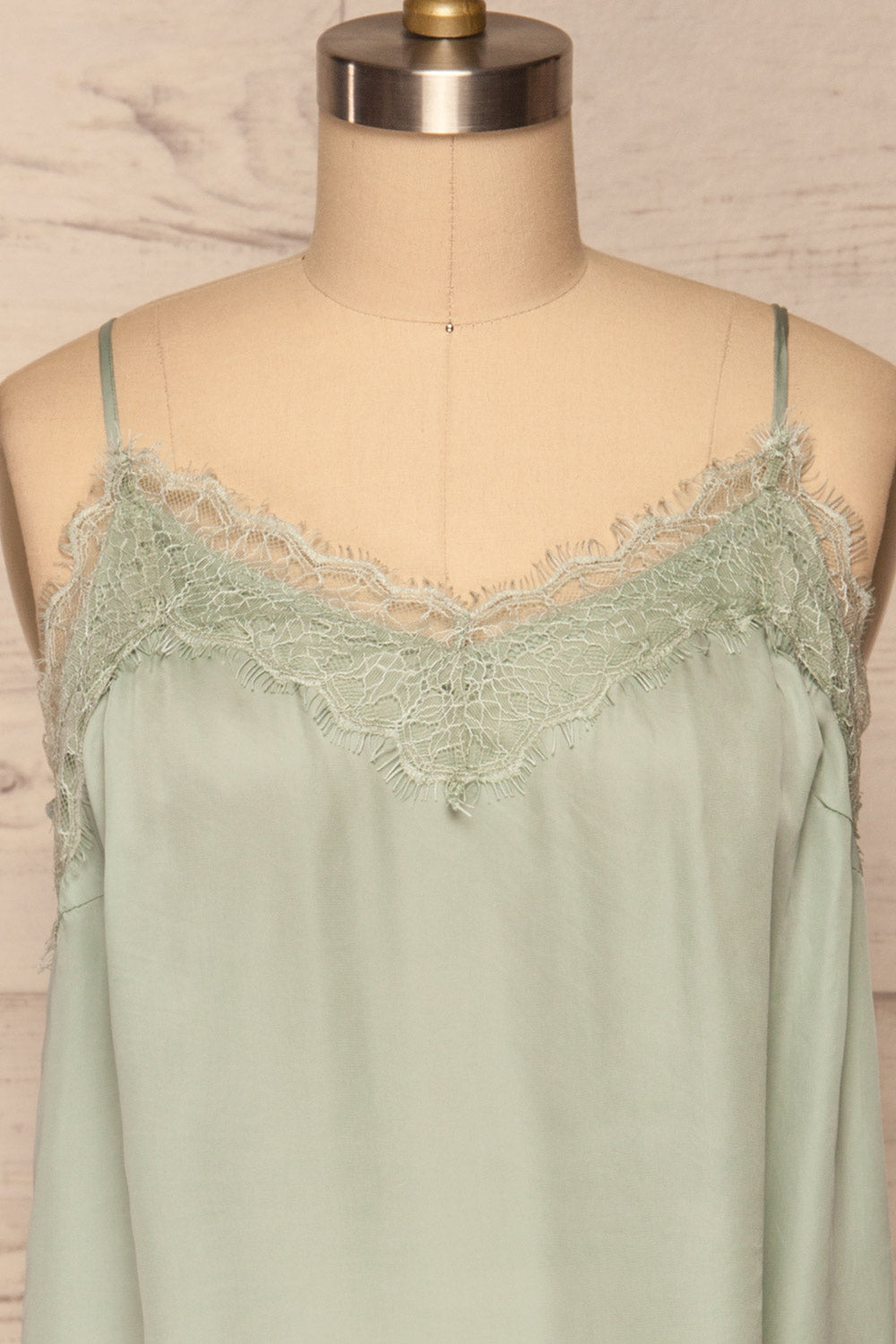 Canico Turquoise Mint Silky & Lace Camisole front close up | La Petite Garçonne