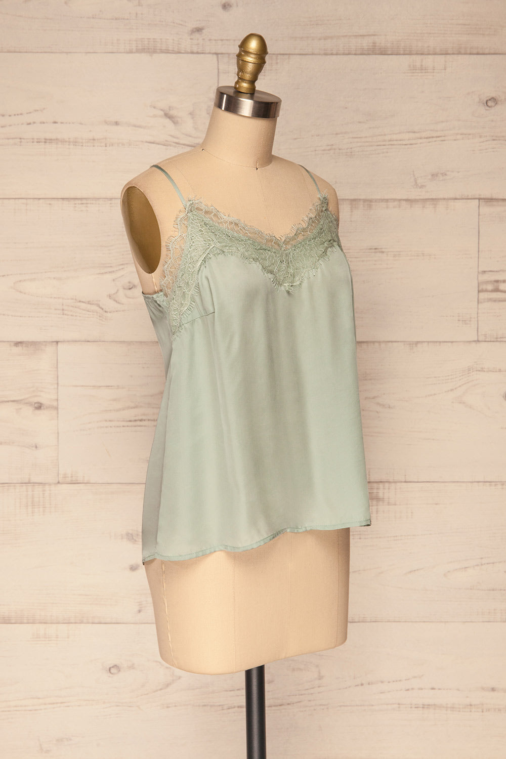 Canico Turquoise Mint Silky & Lace Camisole side close up | La Petite Garçonne