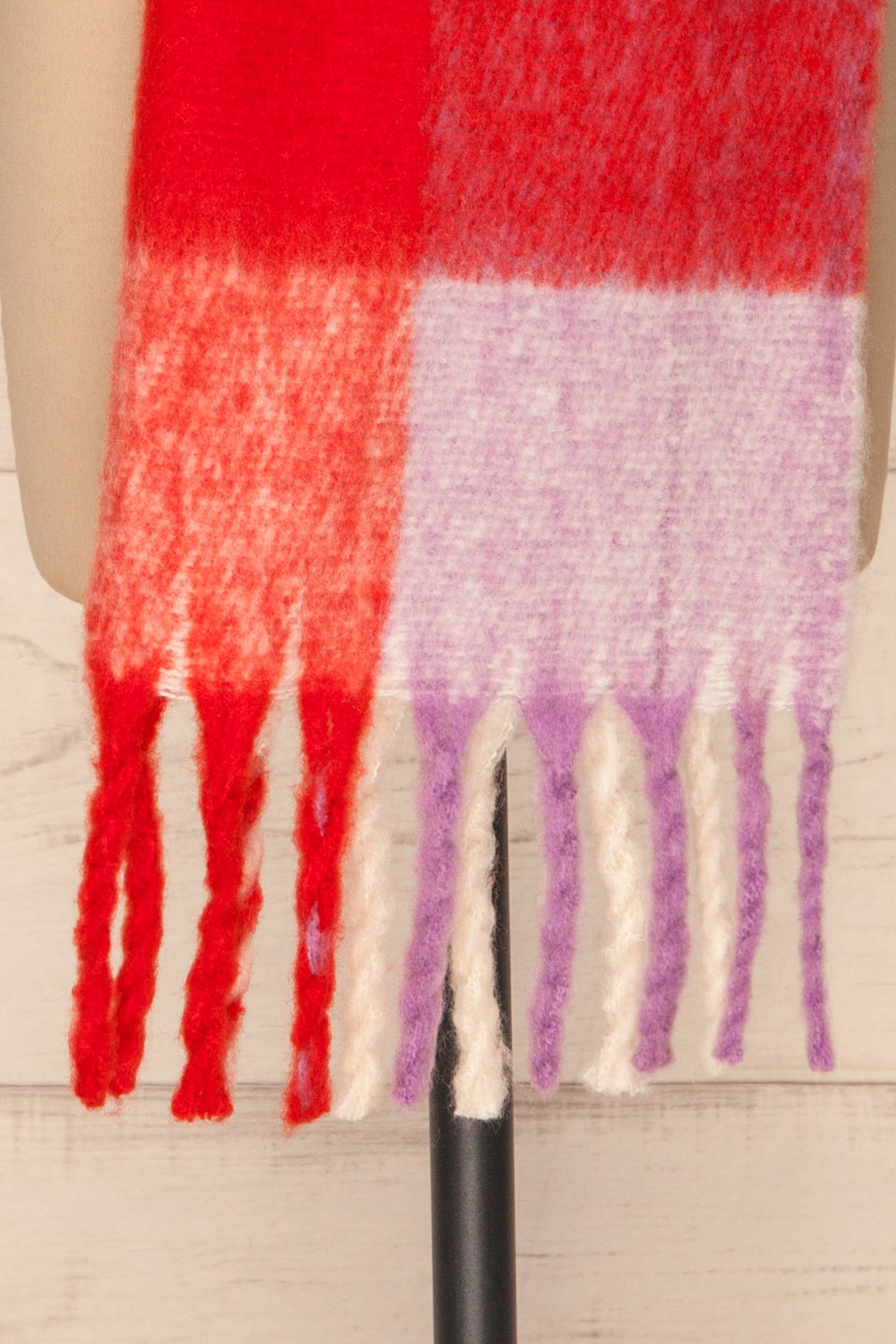 Carbillo Colorful Soft Knit Scarf with Fringe | Bottom Close Up| La Petite Garçonne