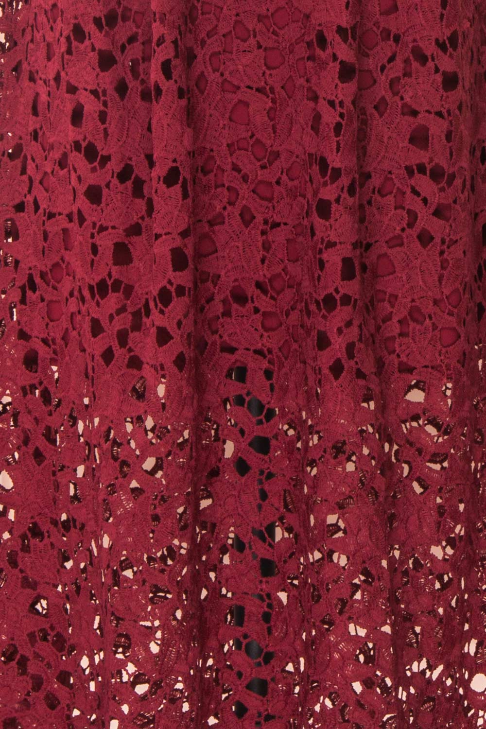 Carin Bourgogne Burgundy Lace A-Line Cocktail Dress | Fabric Detail | Boutique 1861