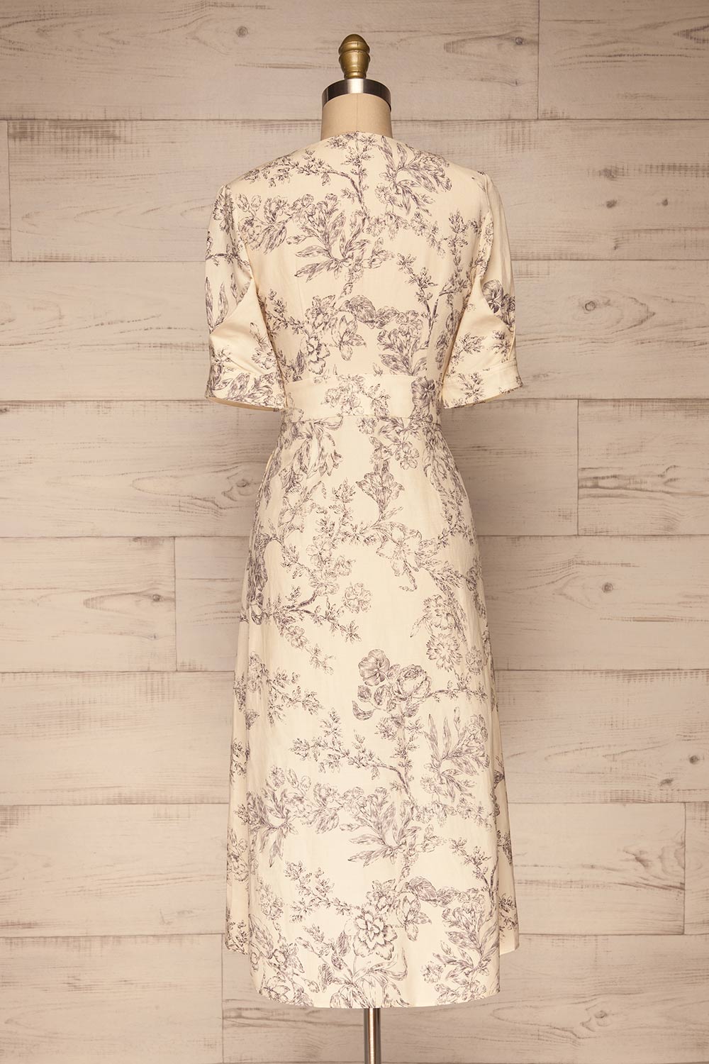 Cariyacu Off-White Floral Wrap Dress | La petite garçonne back view