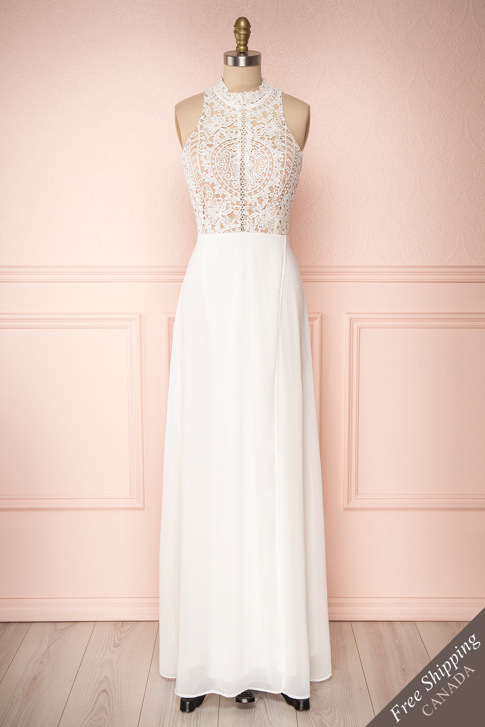 Carmen Ivoire White Lace Halter Bridal Dress | Boudoir 1861 front view