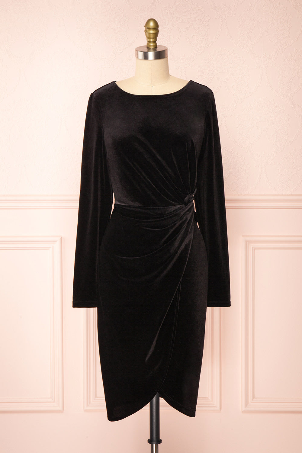 Cartagena Black Velvet Long Sleeve Dress | Boutique 1861 front view 