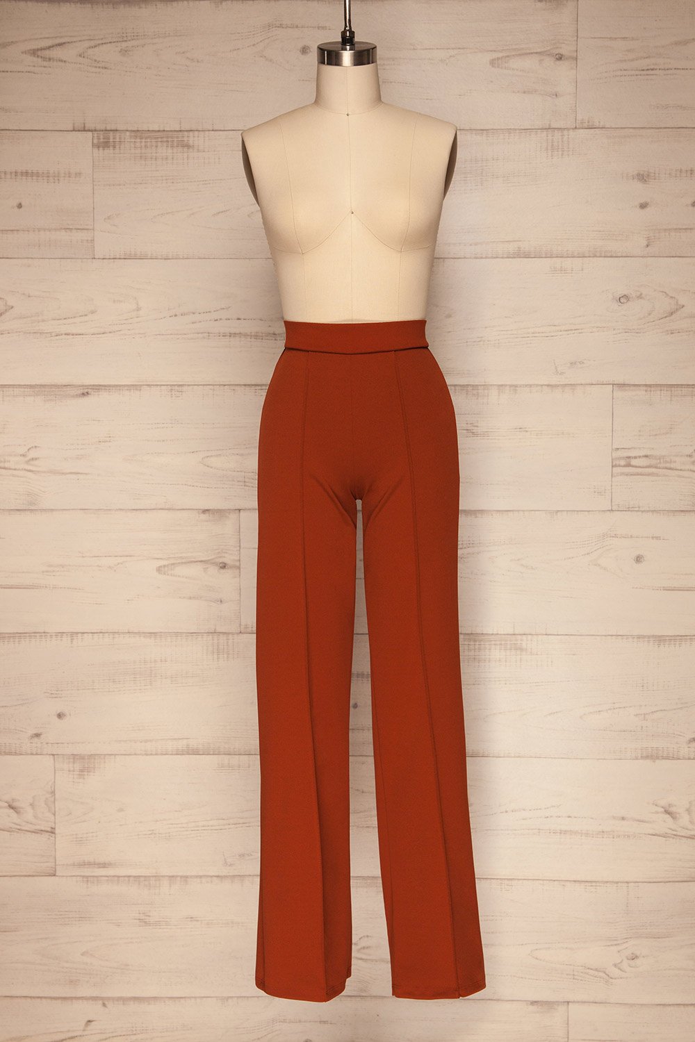 Casita Rust Orange High-Waisted Pants front view | La petite garçonne