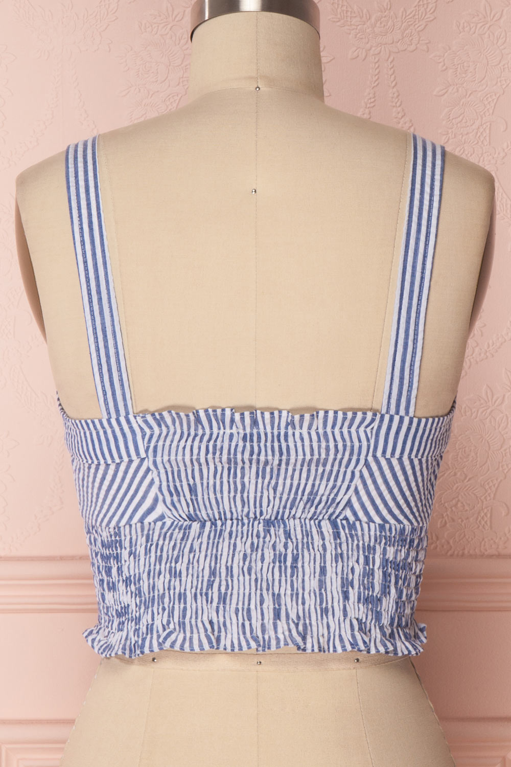 Castalia Blue & White Ruched Crop Top | Boutique 1861 6