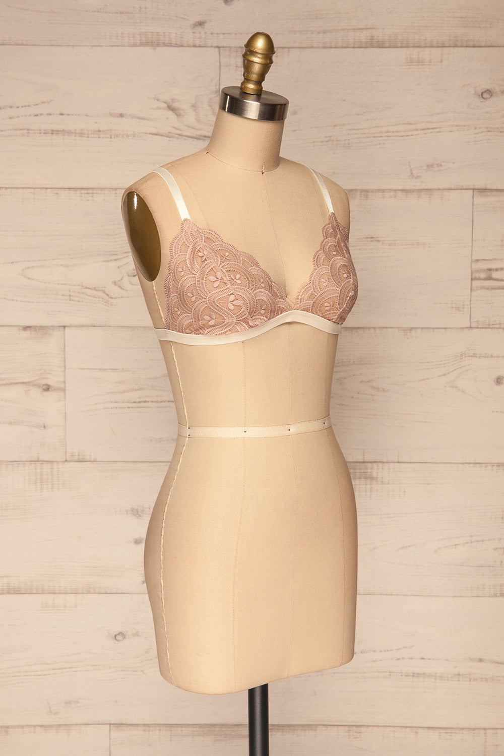 Cauquil Champagne Pink Lace Bralette side view | La petite garçonne