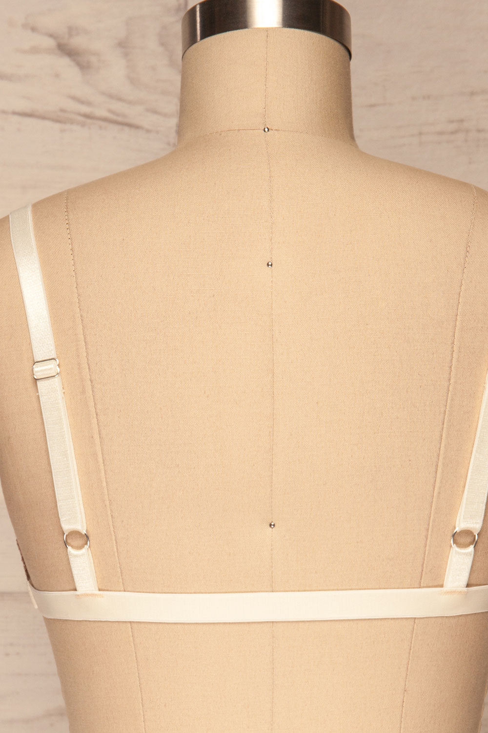 Cauquil Champagne Pink Lace Bralette back close up | La petite garçonne