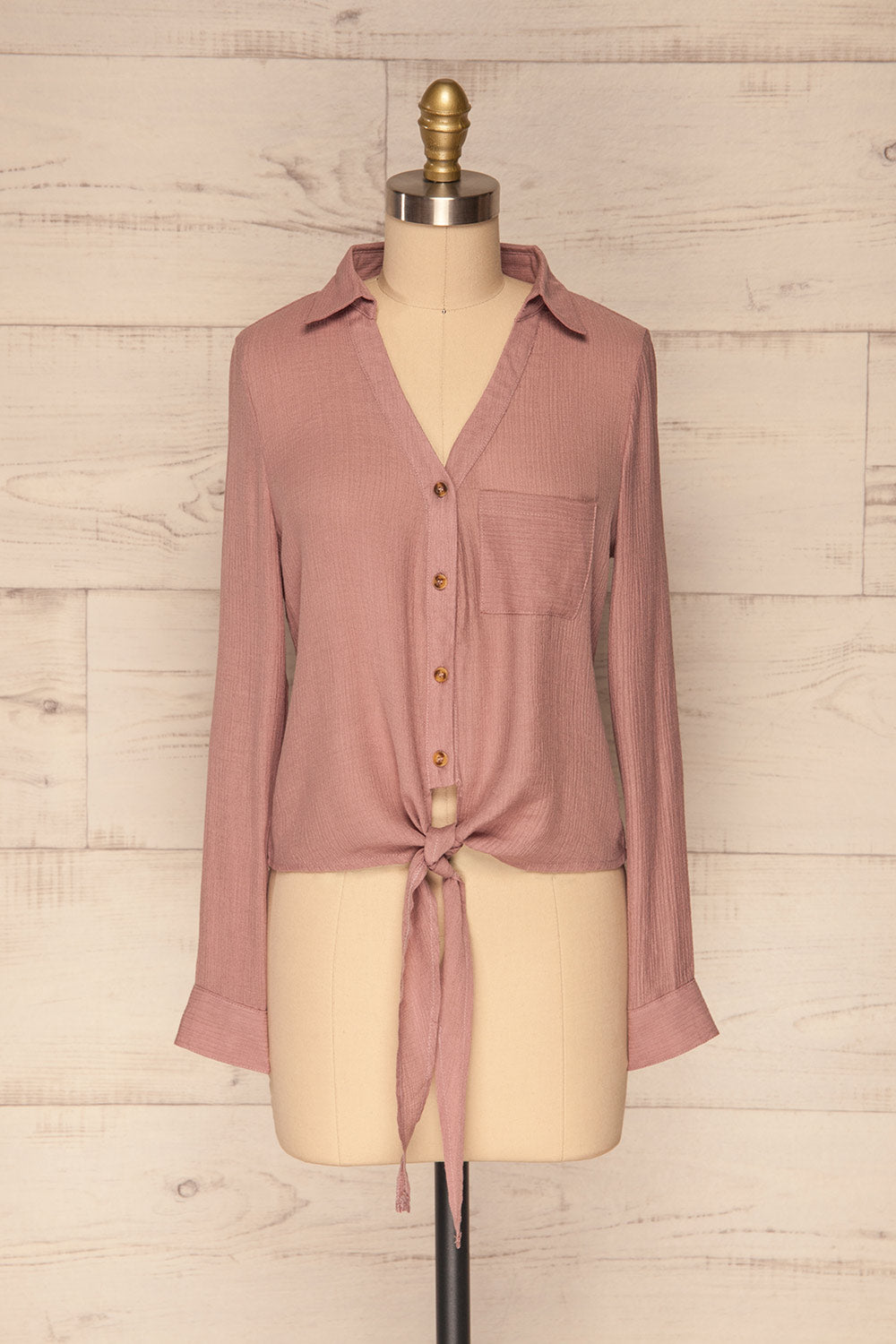 Cayambe Lilas Lilac Crepe Button-Up Shirt | La Petite Garçonne front view