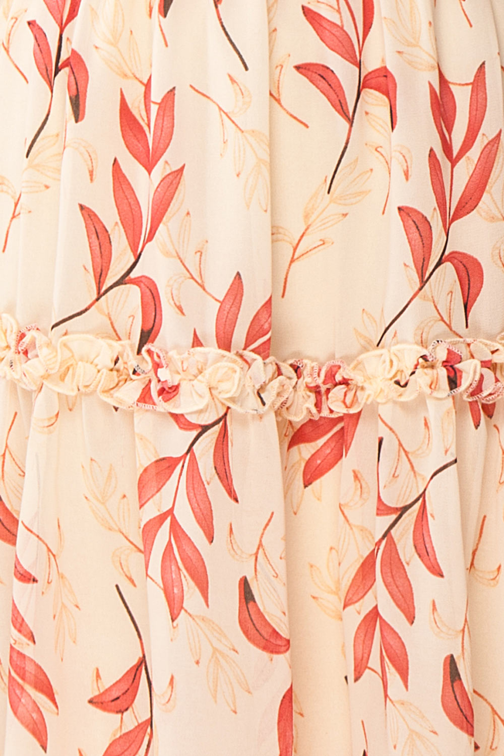 Celina Cream & Pink Long Sleeve Short Dress | Boutique 1861 fabric