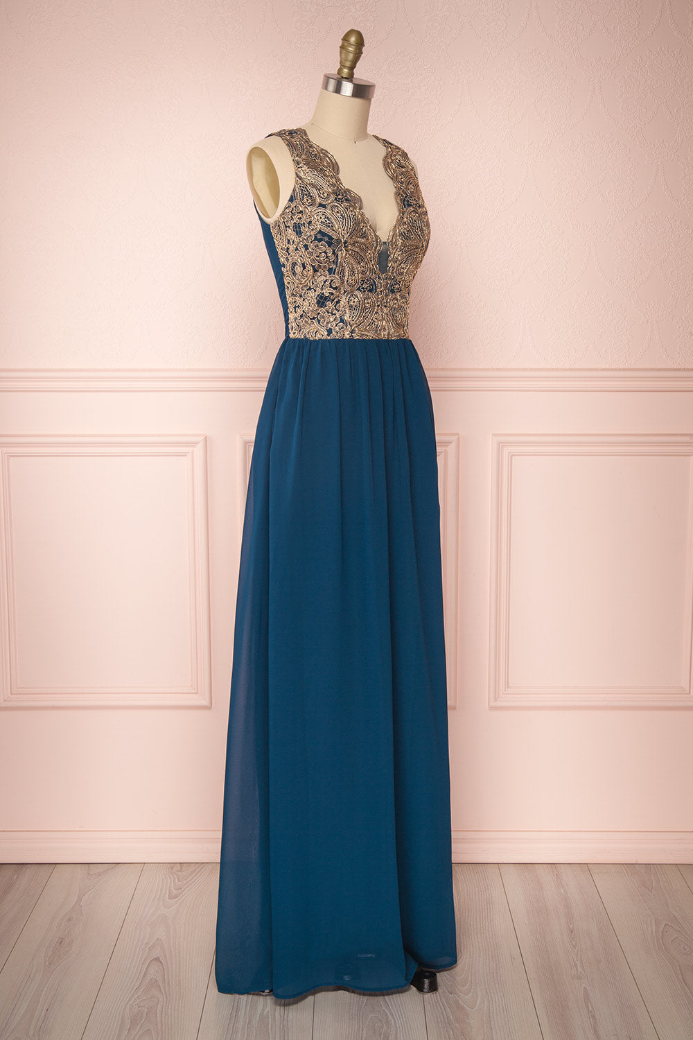 Chalva Sarcelle | Robe Maxi à Bretelles Larges