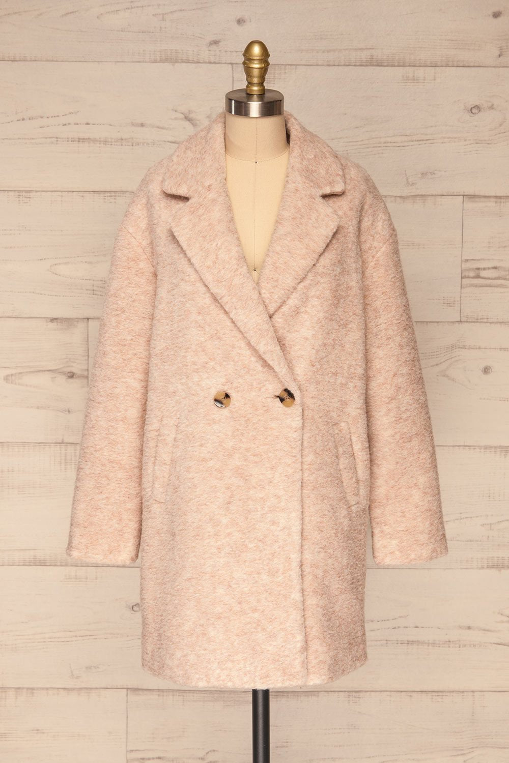 Chania Blush Pink Double Breasted Wool Coat | La Petite Garçonne