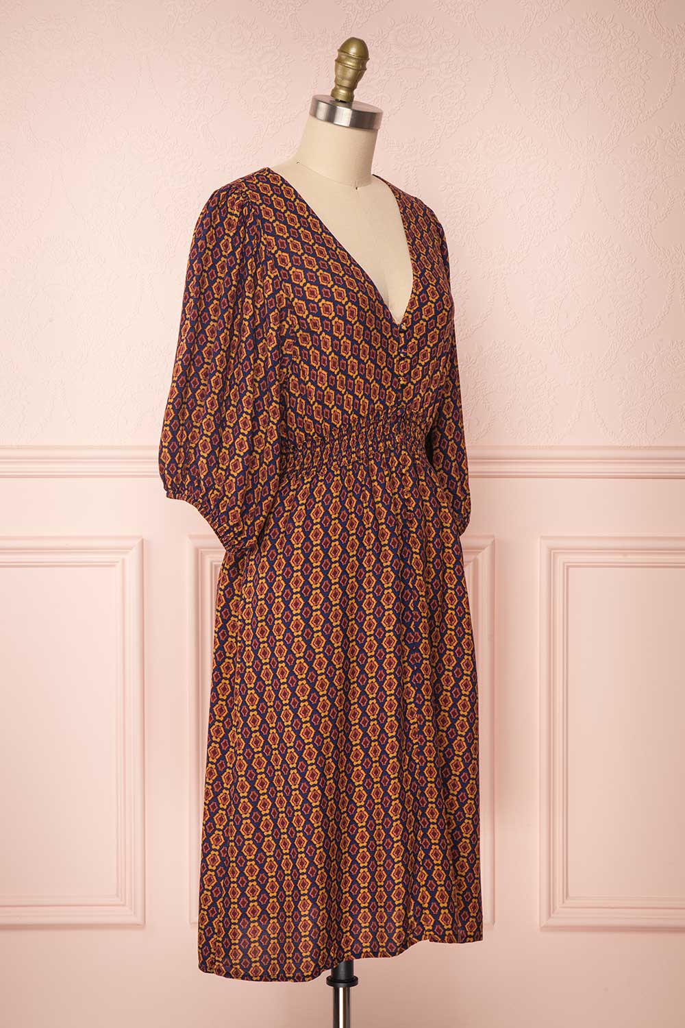 Charissa Colourful Patterned Short A-Line Dress | Boutique 1861