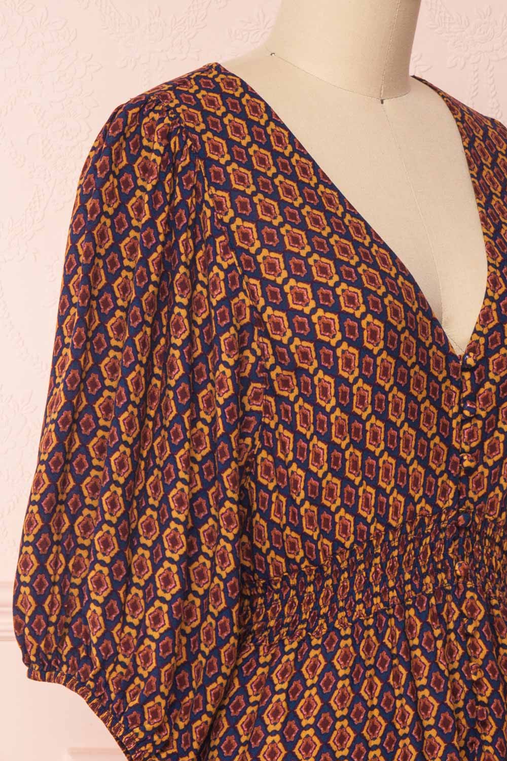 Charissa Colourful Patterned Short A-Line Dress | Boutique 1861