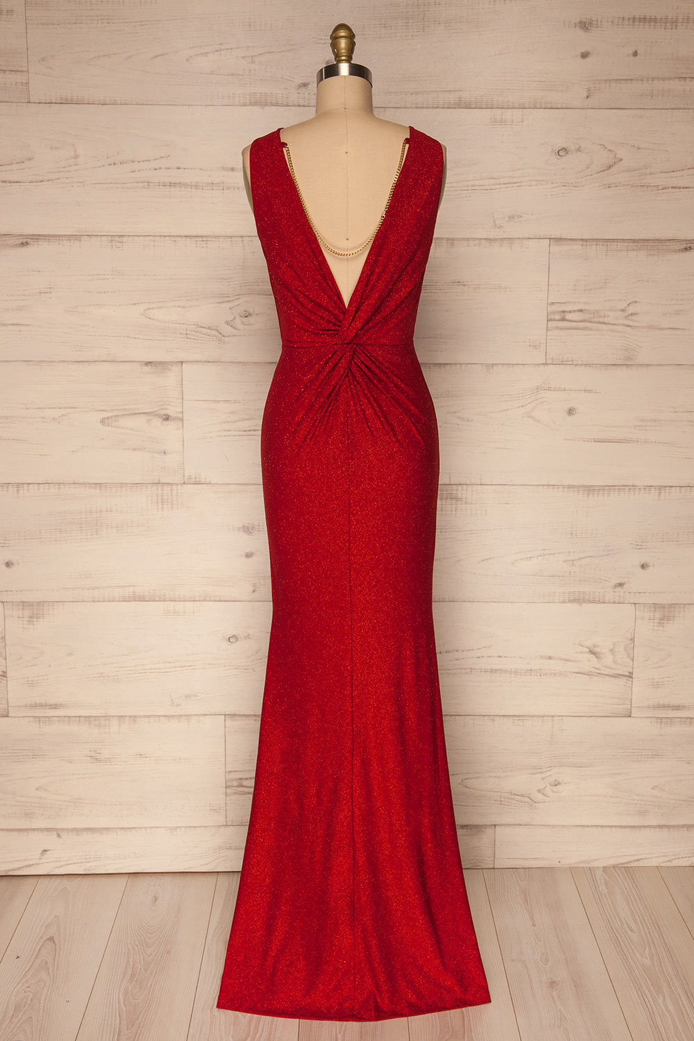 Chimborazo Red Mermaid Dress | Robe Rouge back view chain | La Petite Garçonne