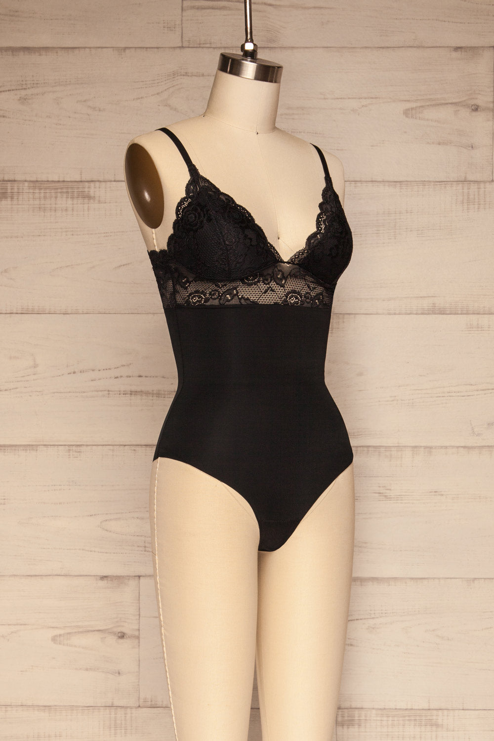 Chiny Black Lace & Stretchable Bodysuit | La petite garçonne side view