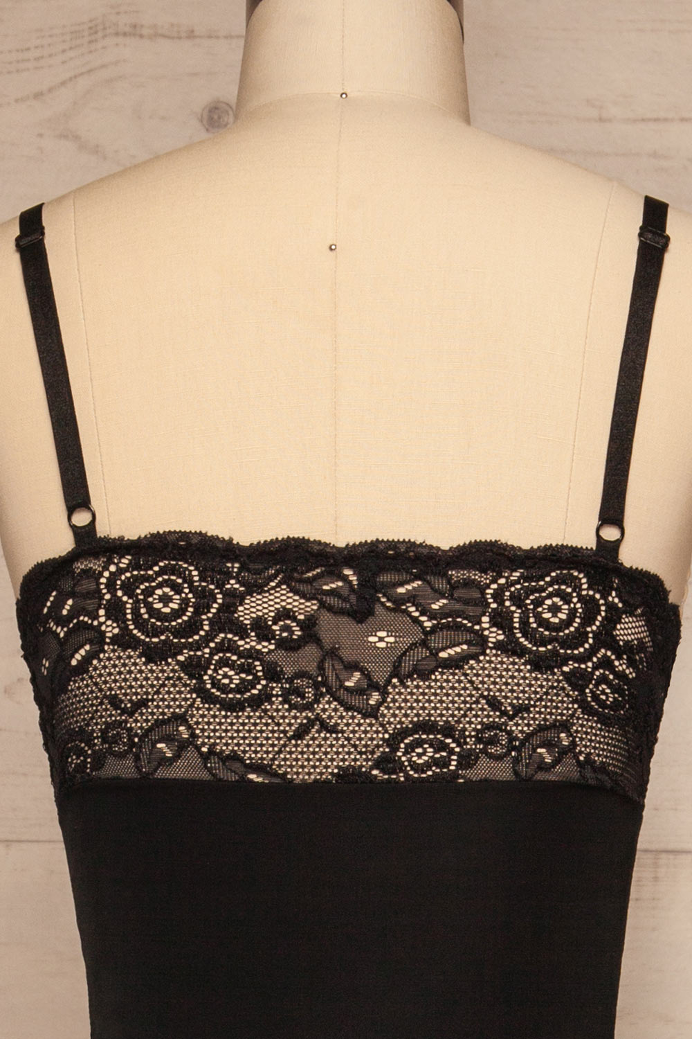 Chiny Black Lace & Stretchable Bodysuit | La petite garçonne back close up