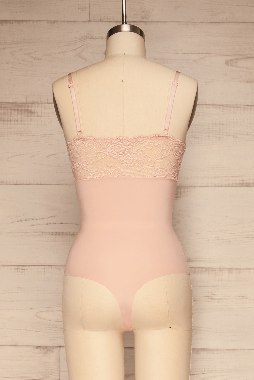 Chiny Blush Embroidered Lace Bodysuit | La petite garçonne back view