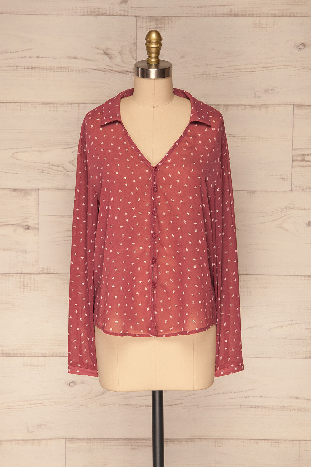 Chojnice Pink & White Floral Chiffon Shirt | FRONT VIEW | La Petite Garçonne