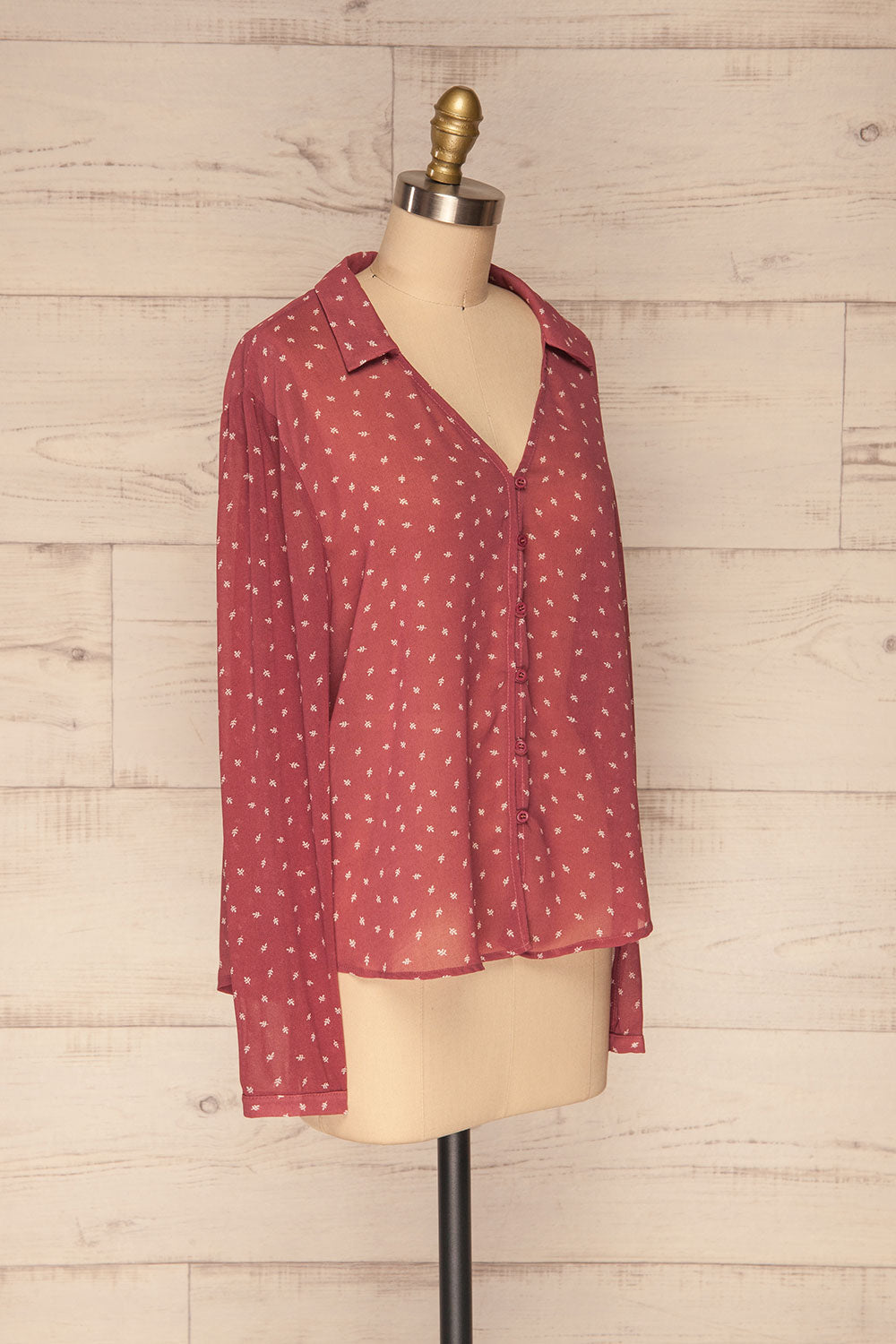 Chojnice Pink & White Floral Chiffon Shirt | SIDE VIEW | La Petite Garçonne