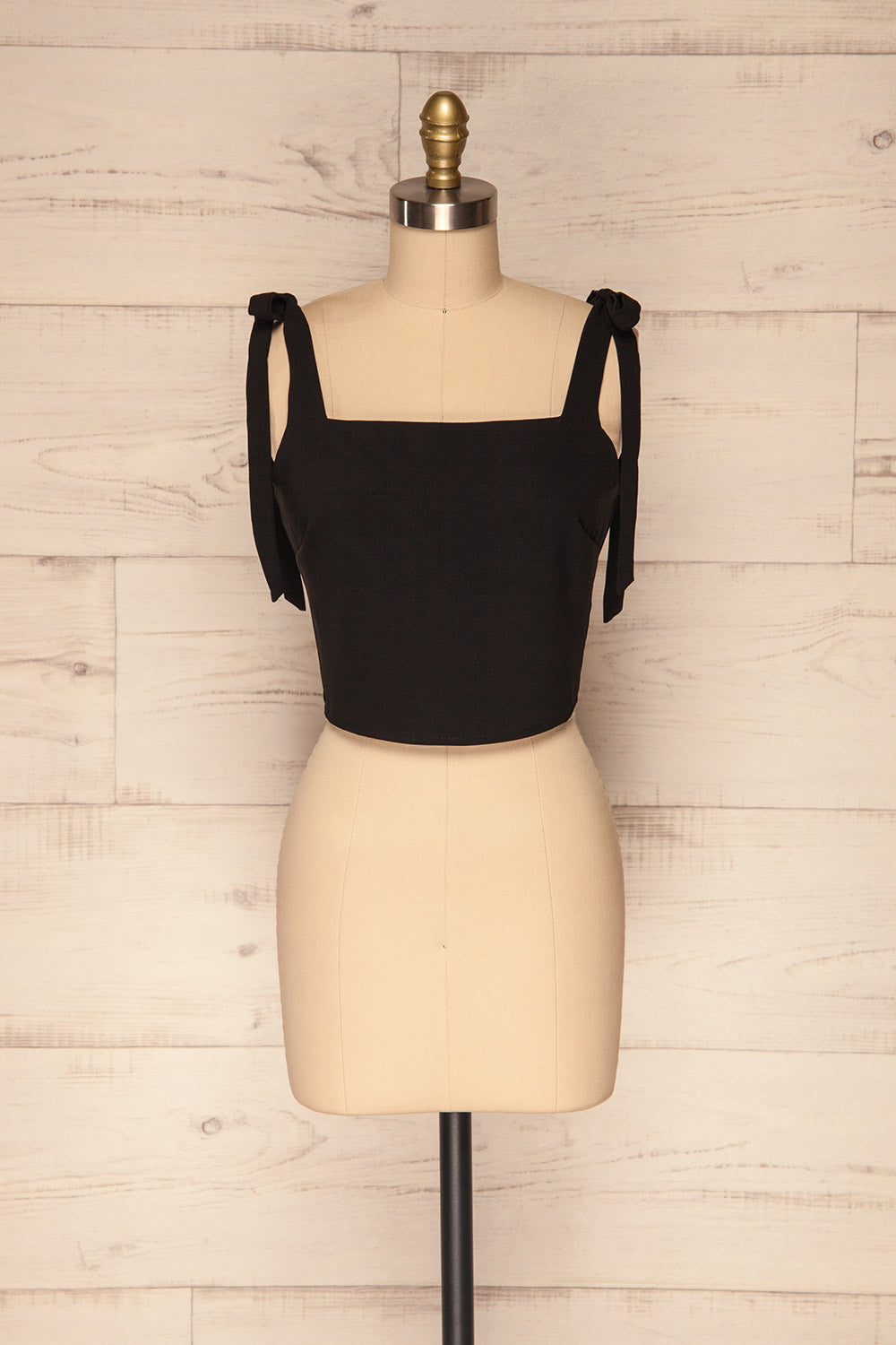 Chorzow Black Crop Camisole with Bow Straps | La Petite Garçonne 1