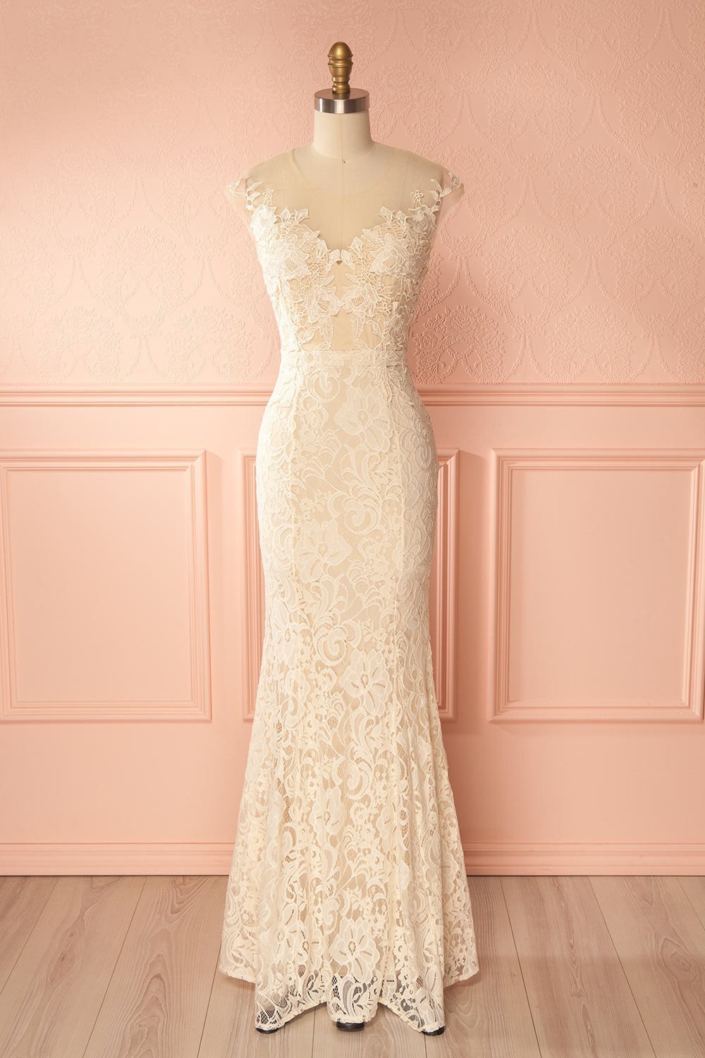 Cléa Crème Light Beige Lace Mermaid Gown | Boudoir 1861