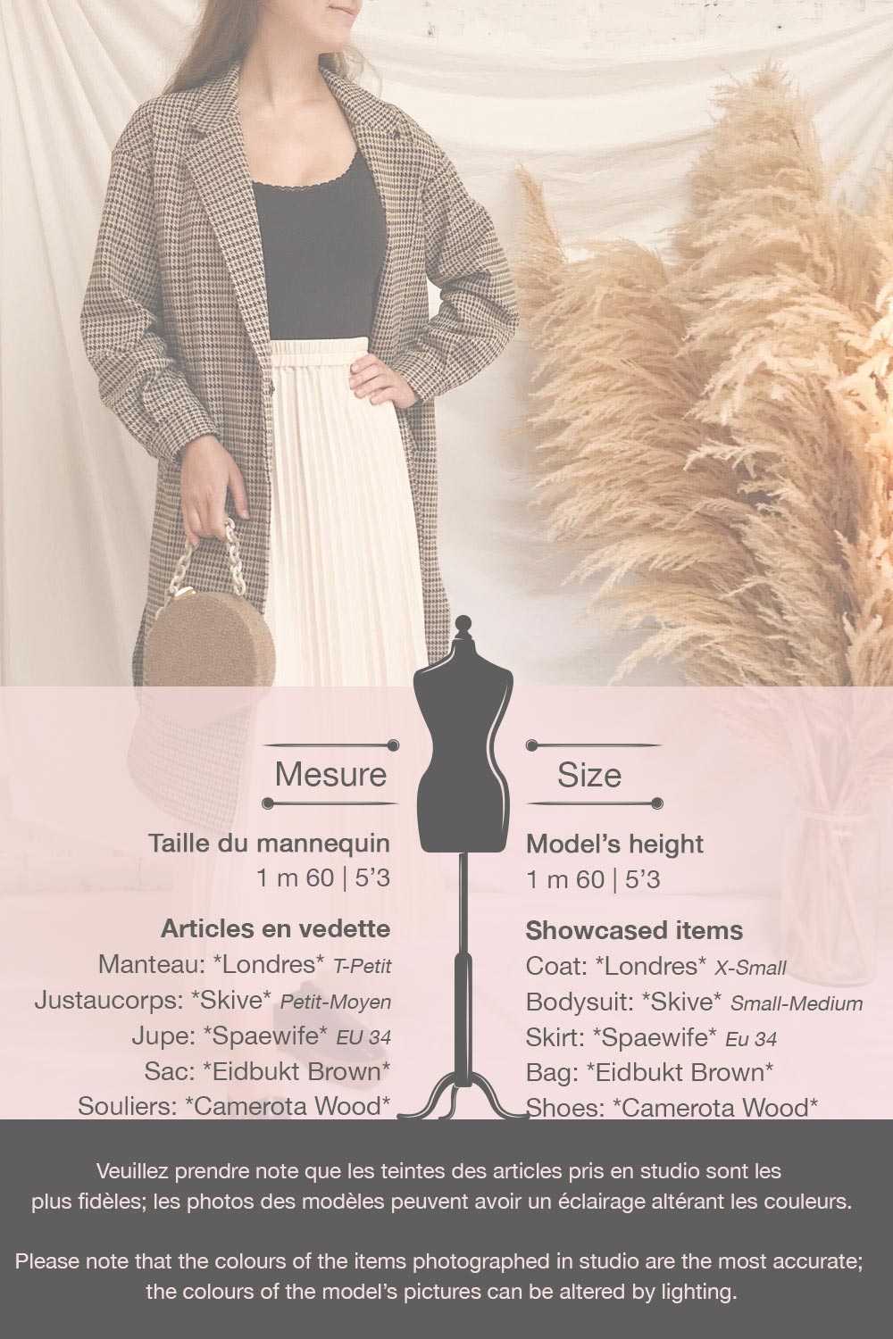 Londres Long Beige Houndstooth Coat | La petite garçonne template