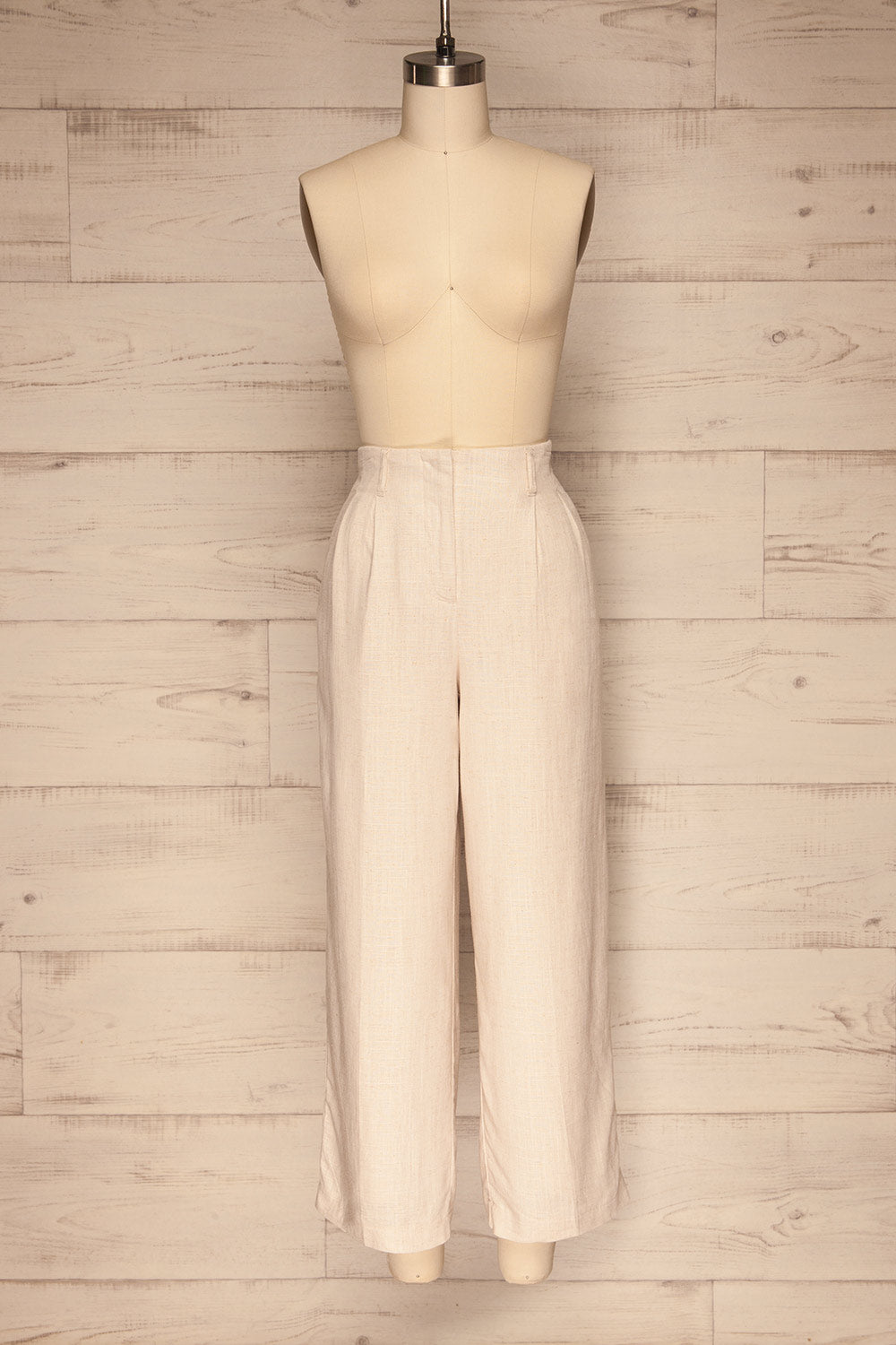 Corato Beige High Waist Wide Leg Pants | La petite garçonne front view