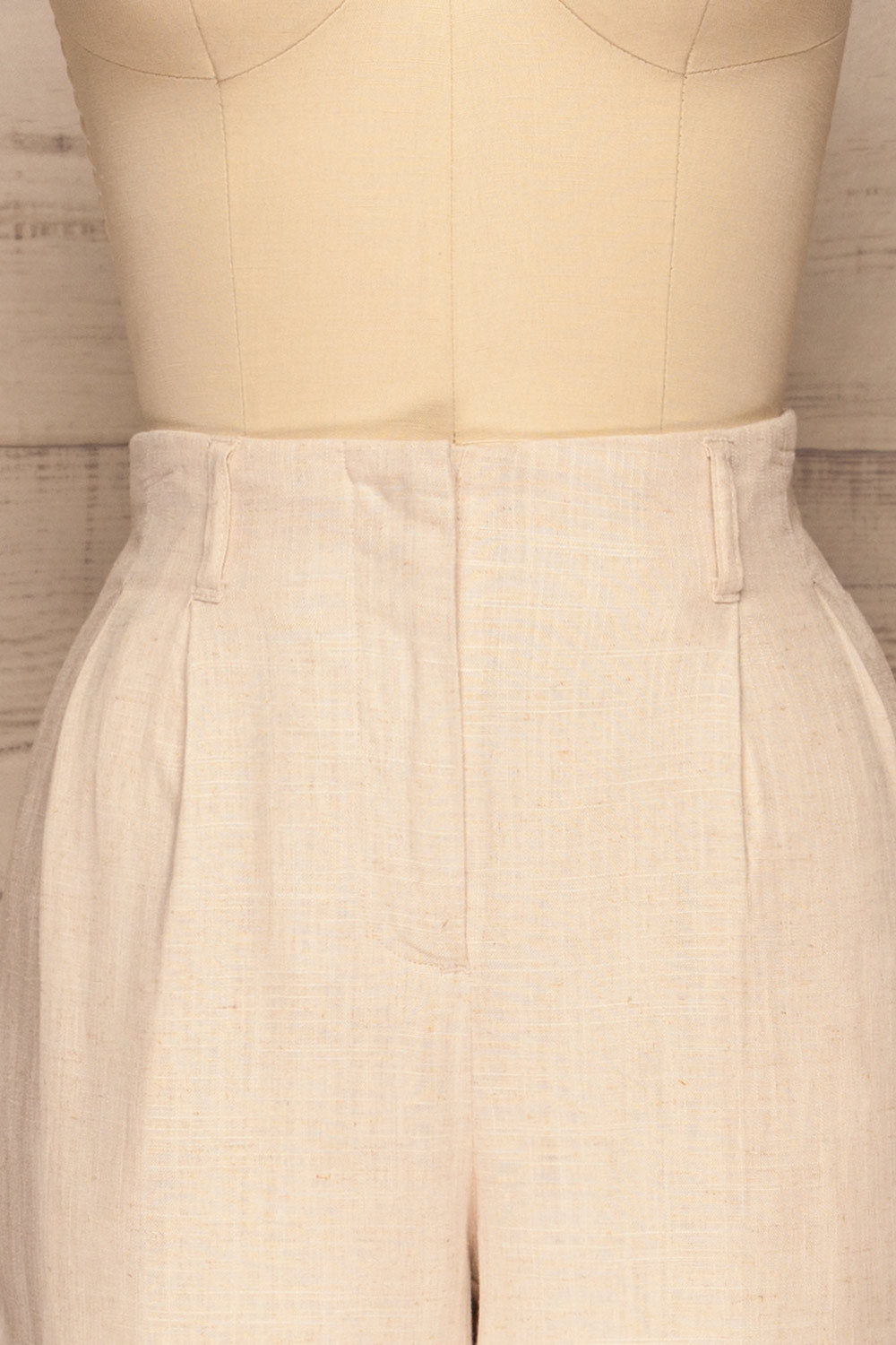 Corato Beige High Waist Wide Leg Pants | La petite garçonne front close-up