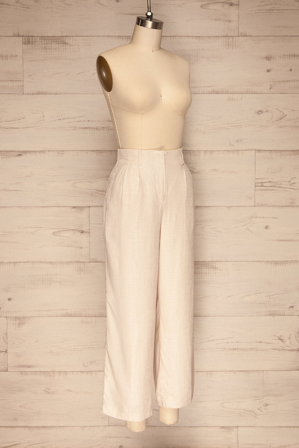 Corato Beige High Waist Wide Leg Pants | La petite garçonne side view