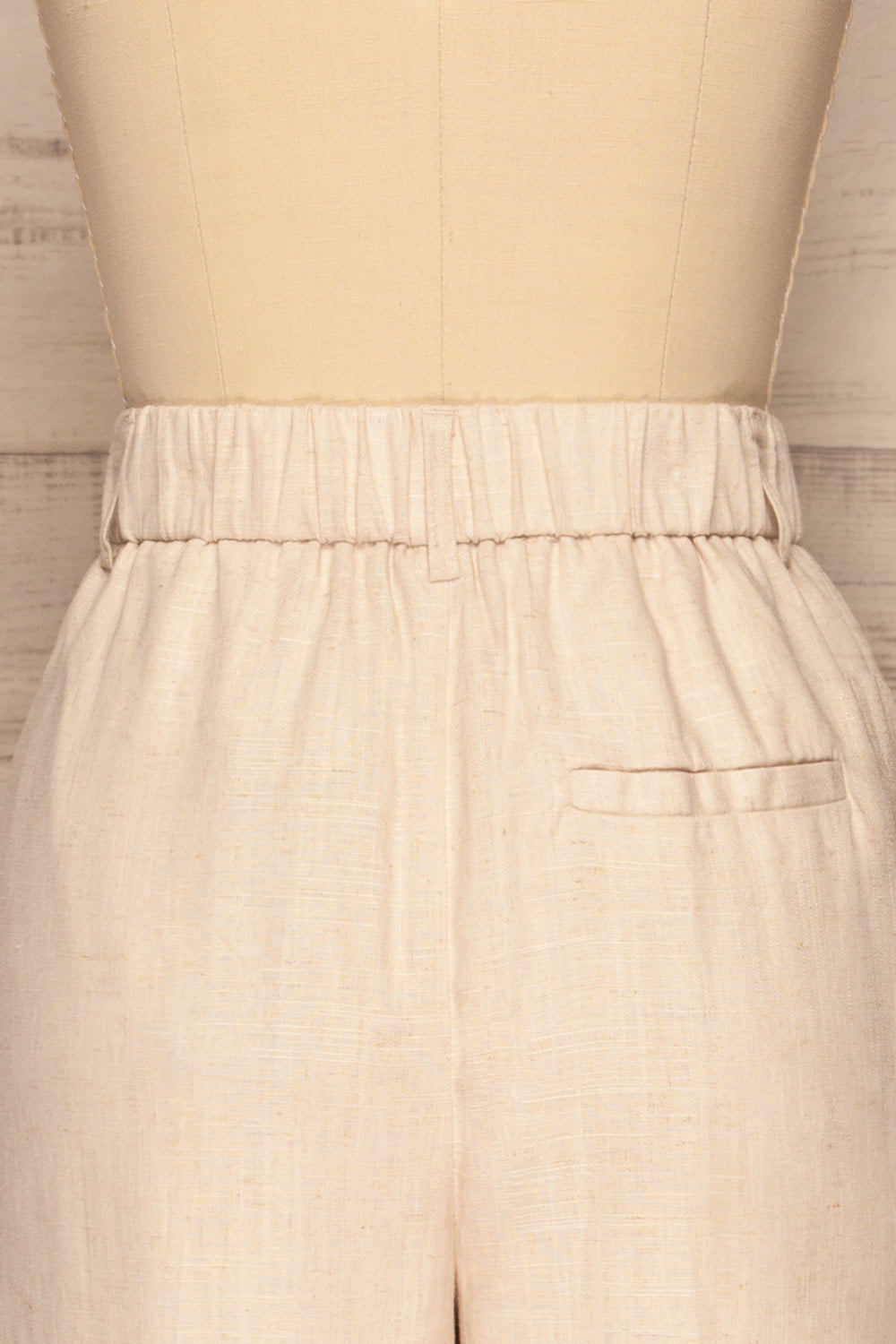 Corato Beige High Waist Wide Leg Pants | La petite garçonne back close-up