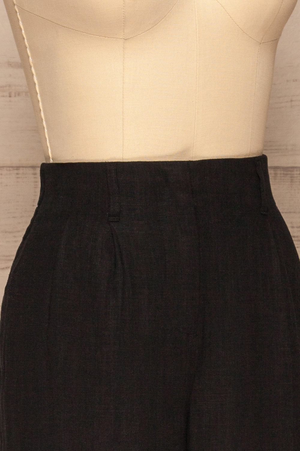 Corato Black High Waist Wide Leg Pants | La petite garçonne side close-up